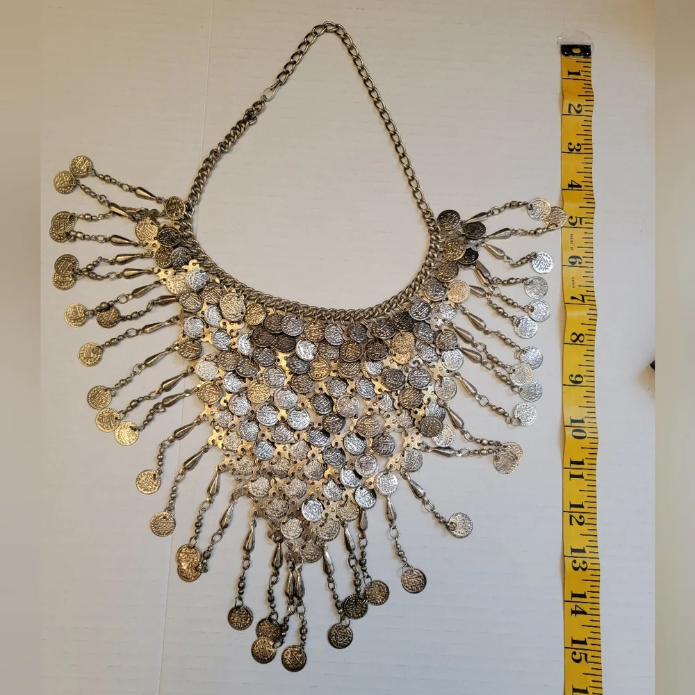 Silver COIN NECKLACE Belly Dancing Gypsy Style - Picture 3 of 7